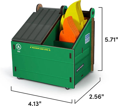 Organizador de escritorio estilo contenedor de basura – Genuine Fred, con tarjetas de notas en forma de llamas, 3 compartimientos para lápices y útiles, accesorio original y divertido para oficina - Tekeno