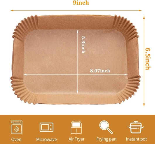 Air Fryer Disposable Paper Liner, 100PCS Food Grade Parchment Liners for Ninja Dz201,Ninja Foodi Dual Air Fryer Accessories Baking Paper (9 * 6, Natural) - Tekeno
