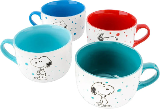 Set de 4 cuencos apilables de gres Peanuts – Snoopy y amigos, 14 cm, aptos para microondas y lavavajillas - Tekeno