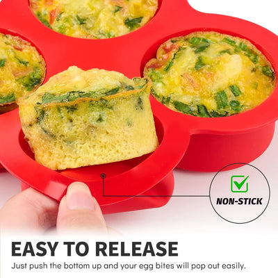 2 Pack Air Fryer Egg Bite Molds, 4-Cup Mini round Muffin Pans Silicone Baking Molds for for Oven, Air Fryer and Pot - Tekeno