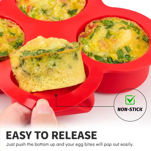 2 Pack Air Fryer Egg Bite Molds, 4-Cup Mini round Muffin Pans Silicone Baking Molds for for Oven, Air Fryer and Pot - Tekeno