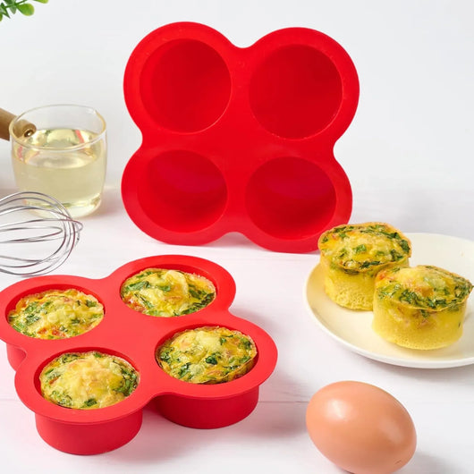 2 Pack Air Fryer Egg Bite Molds, 4-Cup Mini round Muffin Pans Silicone Baking Molds for for Oven, Air Fryer and Pot - Tekeno