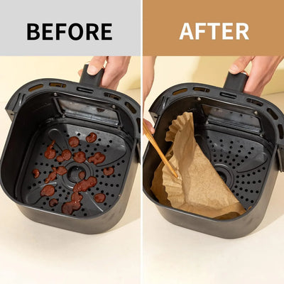 Air Fryer Disposable Paper Liner, 100PCS Food Grade Parchment Liners for Ninja Dz201,Ninja Foodi Dual Air Fryer Accessories Baking Paper (9 * 6, Natural) - Tekeno