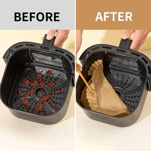 Air Fryer Disposable Paper Liner, 100PCS Food Grade Parchment Liners for Ninja Dz201,Ninja Foodi Dual Air Fryer Accessories Baking Paper (9 * 6, Natural) - Tekeno