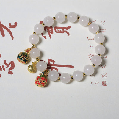 Pulsera de Jade Hetian con Perlas de Loto y Colgante Bestia Dorada