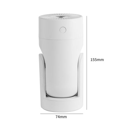 Pink portable USB humidifier with a cylindrical design and a rotating base, measuring 155mm tall. - Image 2