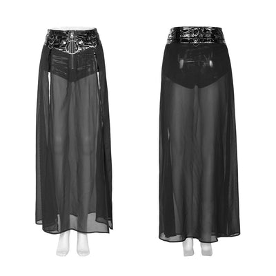 Falda Punk Negra de Malla con Parches Efecto Dos Piezas - Image 11