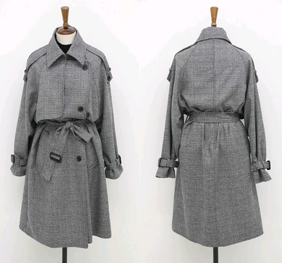 Cortavientos Cuadriculado Largo Mujer Estilo Coreano Otoño - Image 10