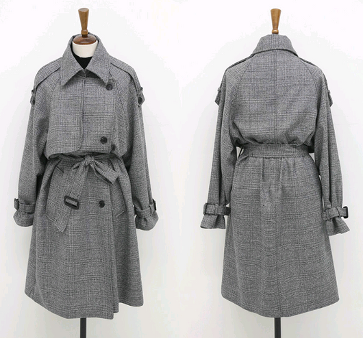 Cortavientos Cuadriculado Largo Mujer Estilo Coreano Otoño - Image 10