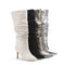 Botas Medianas Plisadas Plateadas para Mujer Talla Grande