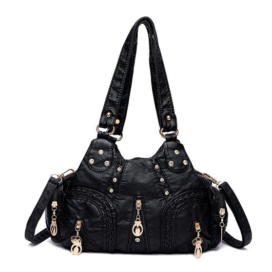 Bolso Mensajero de Cuero Lavado con Remaches y Diamantes - Image 13