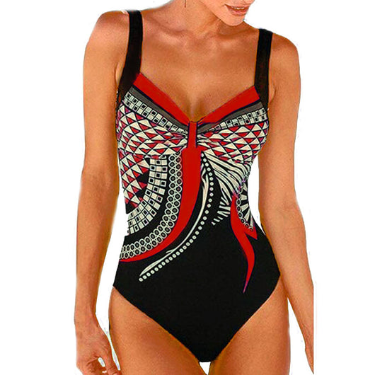 Traje de Baño Retro Estampado Espalda Descubierta para Mujer - Image 9