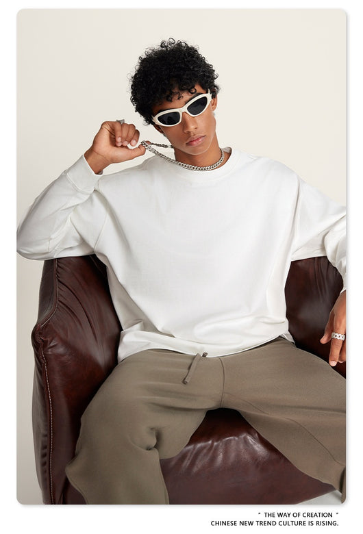Camiseta Manga Larga Oversize para Hombre - Algodón Puro Otoño Invierno - Image 30