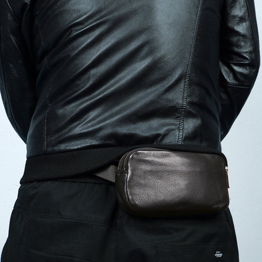 Bolsa de Cintura en Cuero Genuino con Acabado Premium