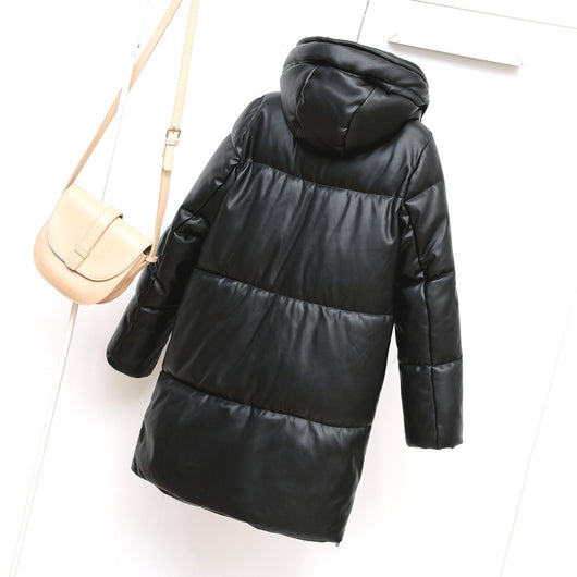 Chaqueta de Cuero Acolchada para Mujer - Calidez y Estilo - Image 9