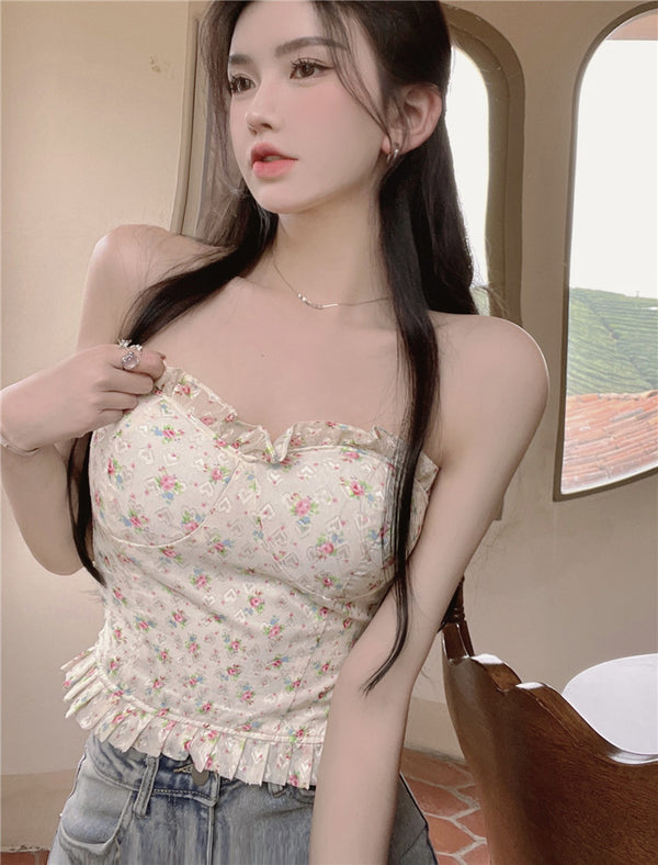 Top Tubo Floral Sensual con Varillas - Diseño Hot Girl