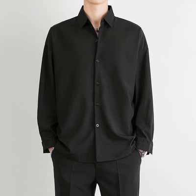 Camisa Suelta de Manga Larga en Seda de Hielo para Hombre - Image 4