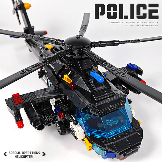 Helicóptero SWAT de Policía - Bloques de Construcción Educativos para Niños