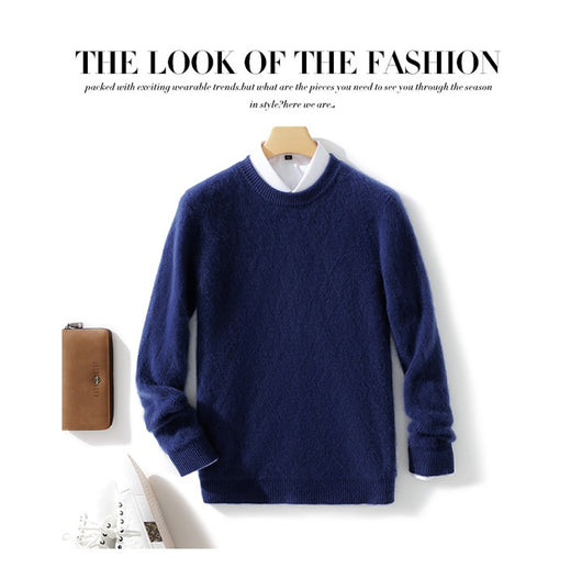Suéter de Lana Pura para Hombre - Cuello Redondo Holgado y Acolchado - Image 19