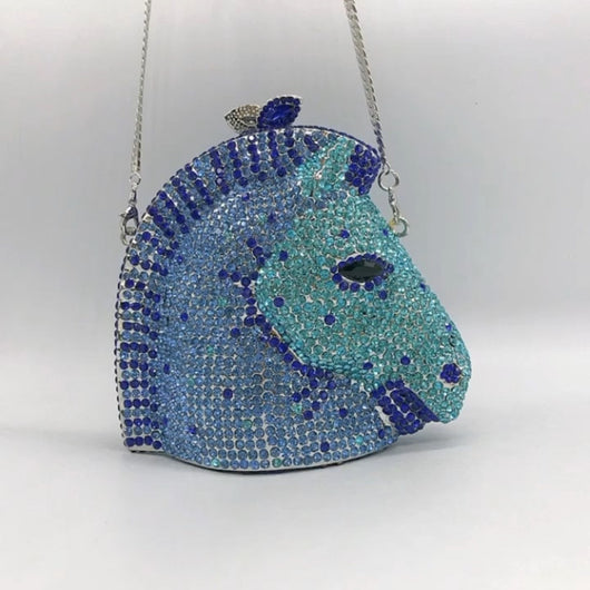 Bolso de Cena Joyero con Cabeza de Caballo Incrustada en Diamantes