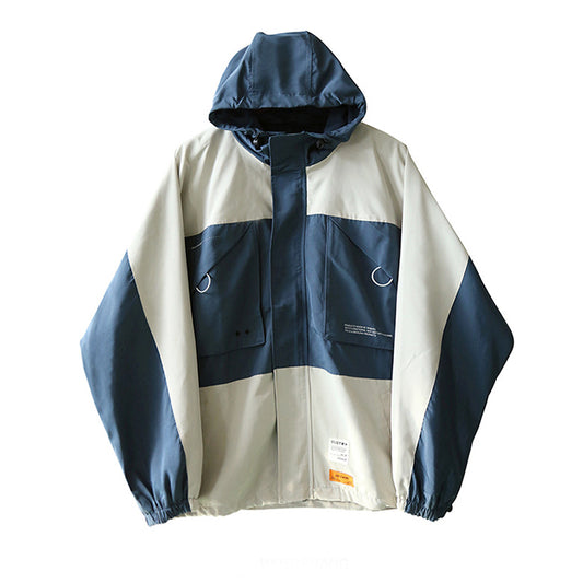 Chaqueta Hoodie Coreana con Bloques de Color - Estilo Moderno para Estudiantes