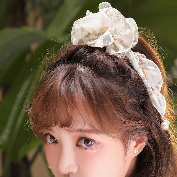 Diadema Retro Estival con Flores y Listón - Accesorio Vintage para el Cabello