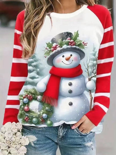 Suéter Largo para Mujer con Patrón de Muñeco de Nieve - Image 9