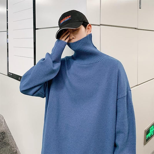 Suéter Cuello Alto Hombre - Abrigo Base Clásico Color Sólido
