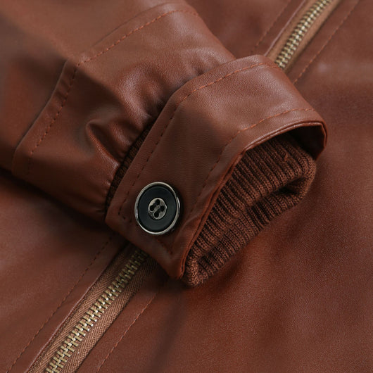 Chaqueta de Cuero para Hombre Slim Fit con Cuello de Pie y Cierre de Cremallera - Image 16