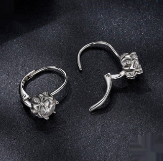 Aretes Clip Botón Floral Elegantes Plata Esterlina Baño Oro Blanco - Image 12