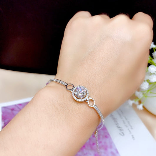 Pulsera de Plata Chapada en Oro Blanco 18K con Diamantes Moissanita - Image 9