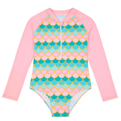 Traje de Baño Sirena Infantil de Manga Larga con Escamas - Image 10