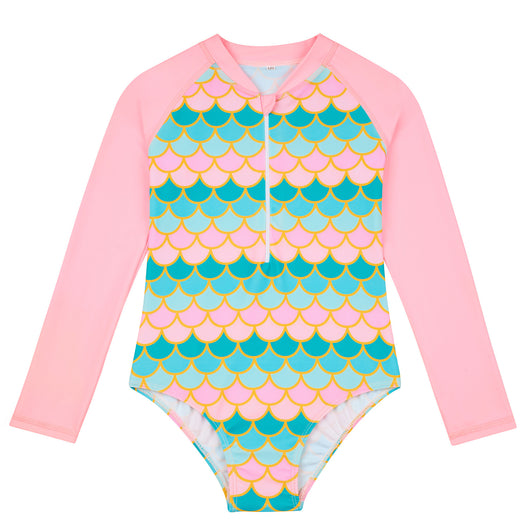 Traje de Baño Sirena Infantil de Manga Larga con Escamas - Image 10