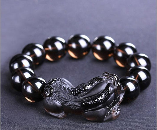 Pulsera de Obsidiana Negra para Hombre con Cabeza de Dragón - Amuleto de Poder y Éxito - Image 2