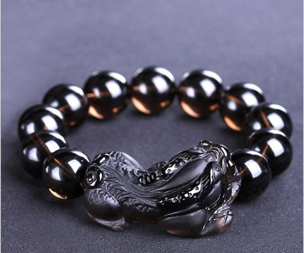 Pulsera de Obsidiana Negra para Hombre con Cabeza de Dragón - Amuleto de Poder y Éxito - Image 2