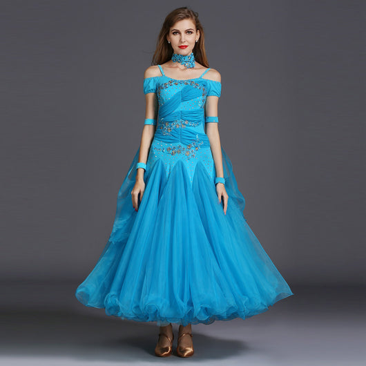 Vestido de Danza Moderno Ajustado con Strass y Mangas Cortas - Image 12