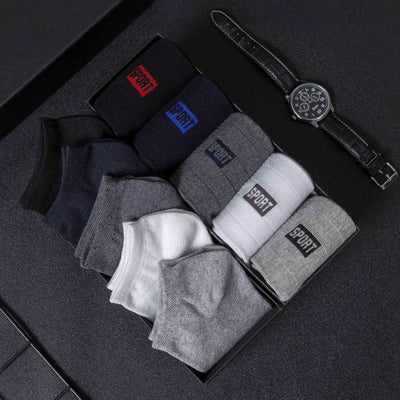Set de 5 Pares de Calcetines Hombre Algodón Transpirables Tubo Medio Absorbentes - Image 3
