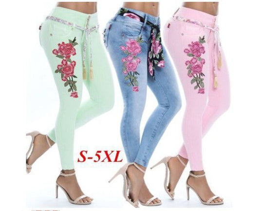 Jeans de Cintura Alta con Bordados en los Tobillos - Image 2