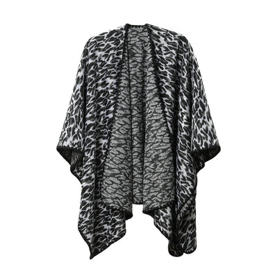 Chal Cruzado Estampado Leopardo Negro - Versátil para Primavera, Otoño e Invierno - Image 4