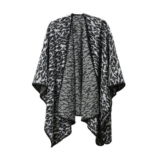 Chal Cruzado Estampado Leopardo Negro - Versátil para Primavera, Otoño e Invierno - Image 4