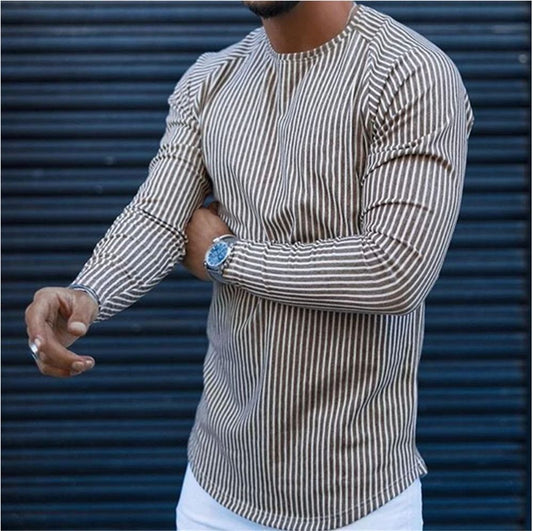 Playera Manga Larga Slim Fit a Rayas para Hombre