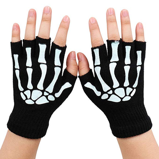 Guantes Unisex Mitad Dedo Patrón Calavera Simplicidad