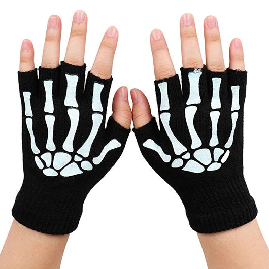 Guantes Unisex Mitad Dedo Patrón Calavera Simplicidad
