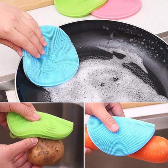 Esponja Mágica de Silicona para Lavar Platos - Cepillo Multiusos con Gel de Sílice