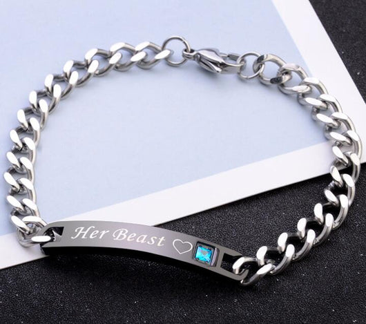 Pulsera de Pareja Cristal Rosa Negra Oro - His Queen Her King - Image 6
