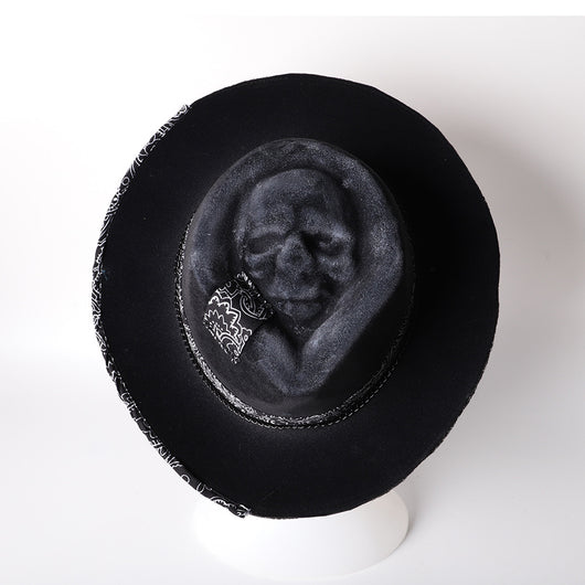 Gorro Calavera Artesanal Halloween - Diseño Denim y Fieltro - Image 8