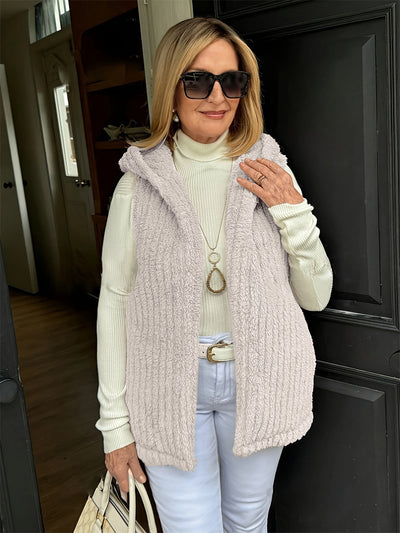 Chaleco Fuzzy sin Mangas con Capucha para Mujer - Comodidad y Estilo - Image 16
