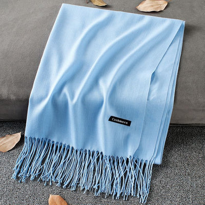 Pashmina Elegante de Color Liso con Borlas - Image 42