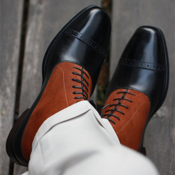 Zapatos de Cuero Premium con Diseño Triarticulado y Bloques de Color para Hombre