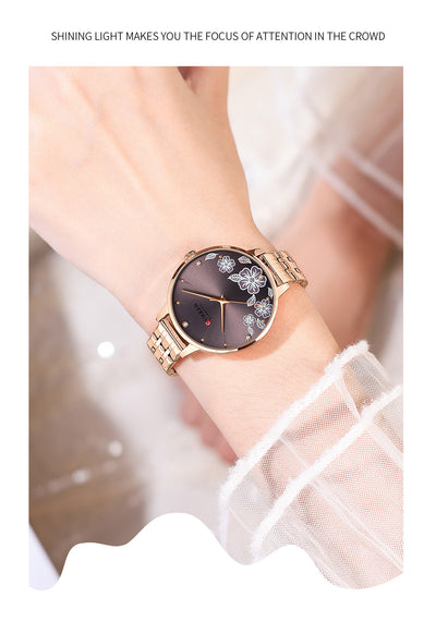 Reloj de Cuarzo para Mujer con Correa de Acero y Diseño Floral - Image 15
